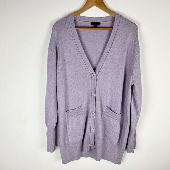 J.CREW Sweaters - J Crew Purple Wool Blend Cardigan XL Pockets Soft Slouchy Cozy​